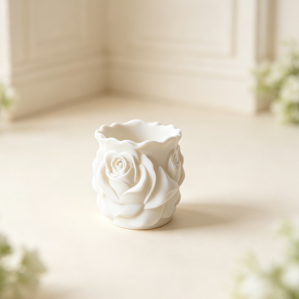 3D Printing Pot - Pot Bunga Mawar Putih Cetak 3D,