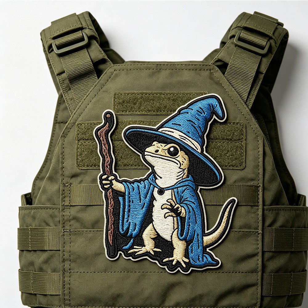 3D Printing Lizard - Lizard Wizard Enamel Armband, Patch Dekoratif