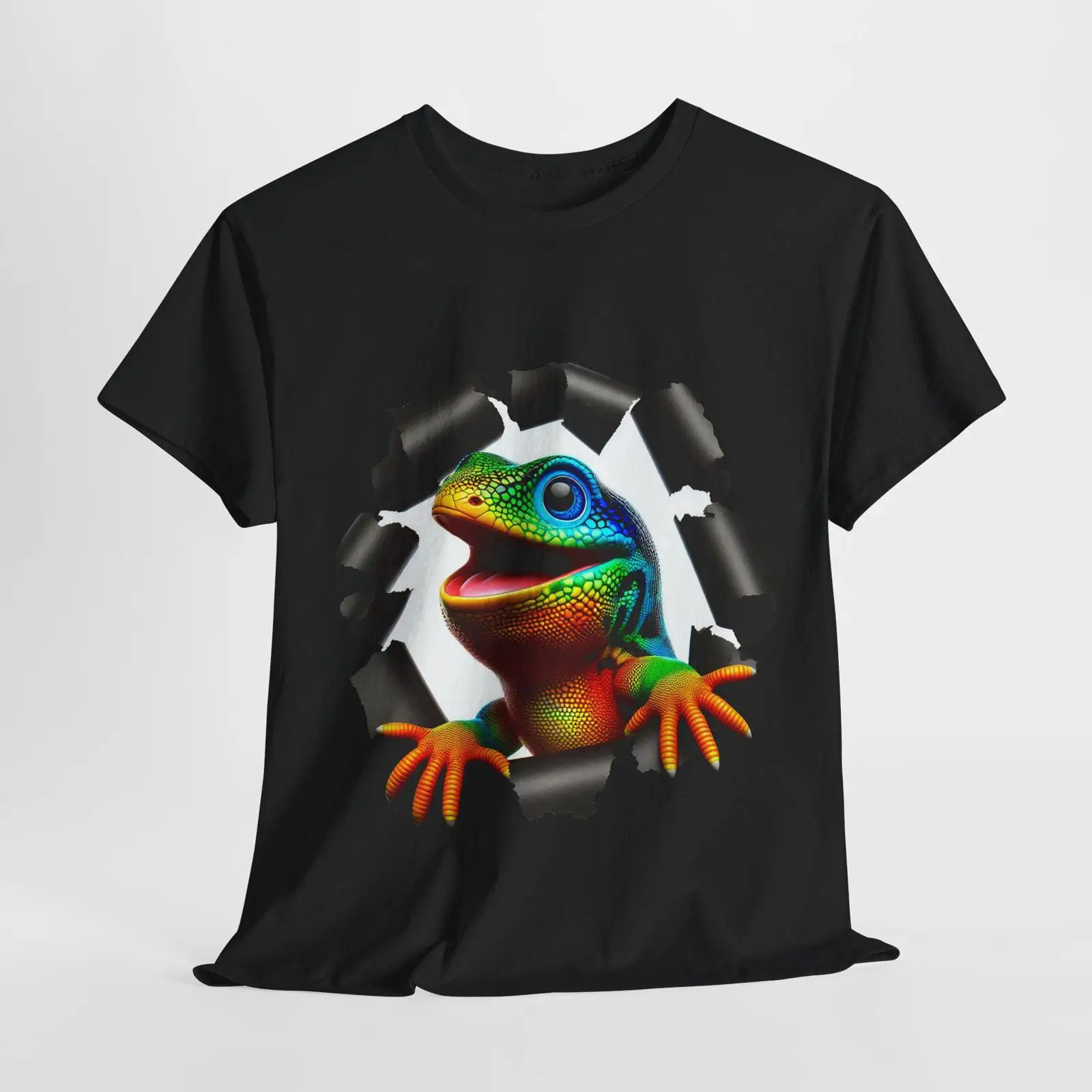 3D Printing Lizard - Kaos 3D Lucu Motif Kadal Pelangi,