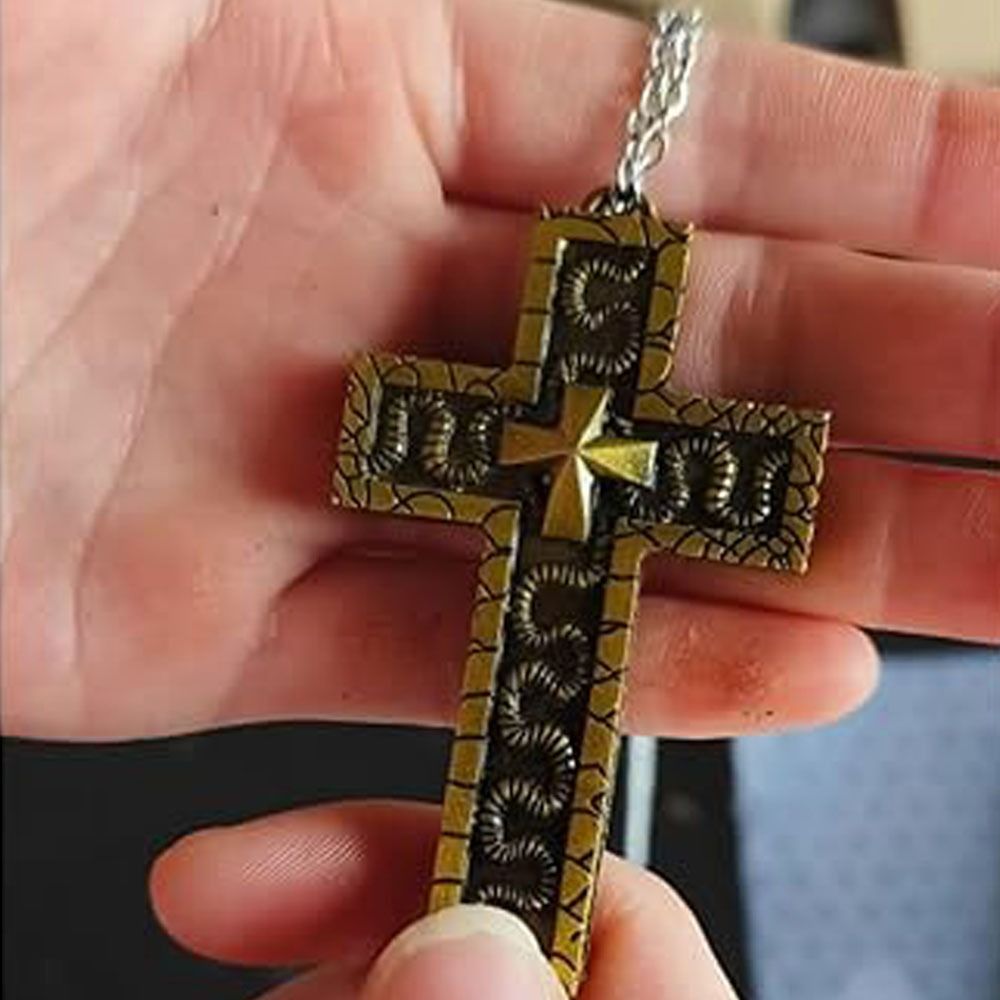 Kalung Liontin Salib dengan Ko - 3D Printing Stainless Steel ulasan dan harga