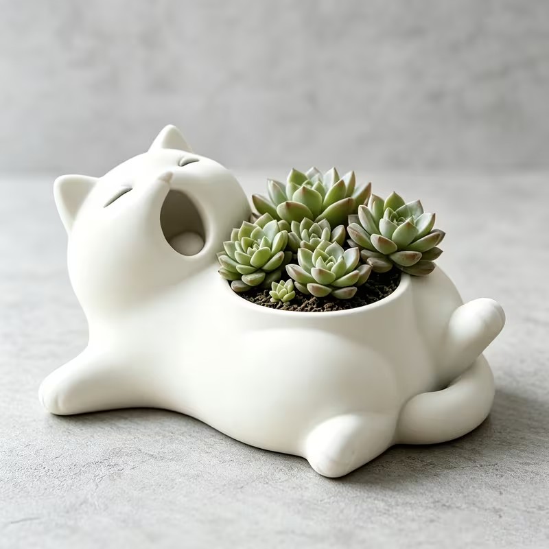Pot Bunga Kucing Putih Lucu ya - 3D Printing Pot ulasan dan harga
