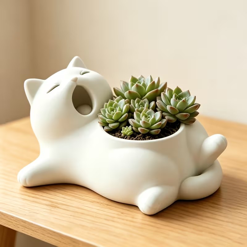 Pot Bunga Kucing Putih Lucu ya - 3D Printing Pot ulasan dan harga